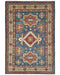 4x6 Blue Kuba Afghan Hand Knotted Wool Area Rug
